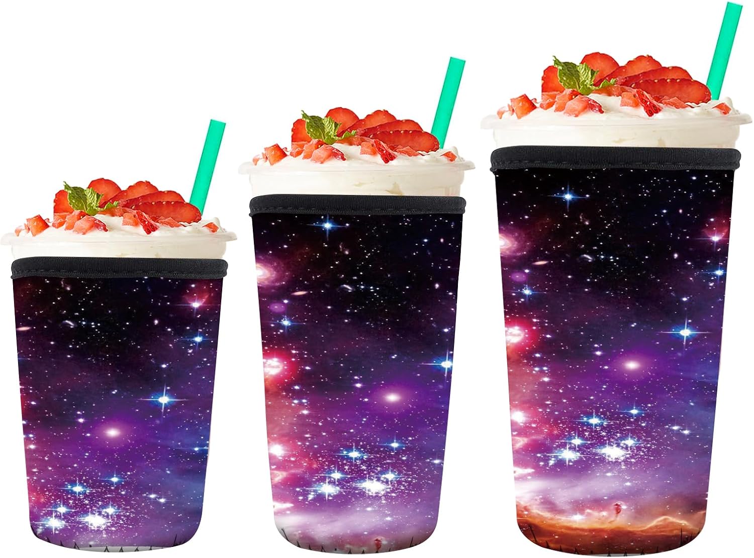 3 Pack Reusable Neoprene Insulator Sleeve for Iced Coffee Cups, Cute Funny Coffee Cup Sleeve, Universal Fit 16-32oz Cups for Hot Cold Beverages Cute Dog