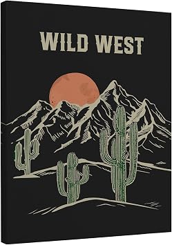 DIENADFX Western Southwestern Canvas Wall Art Decor, Boho Western Paintings House Wall Decor, Western Artwork for Walls, Wild West Wall Decorations, Desert Cactus Cowboy Wall Art Pictures, 11x14 Inch