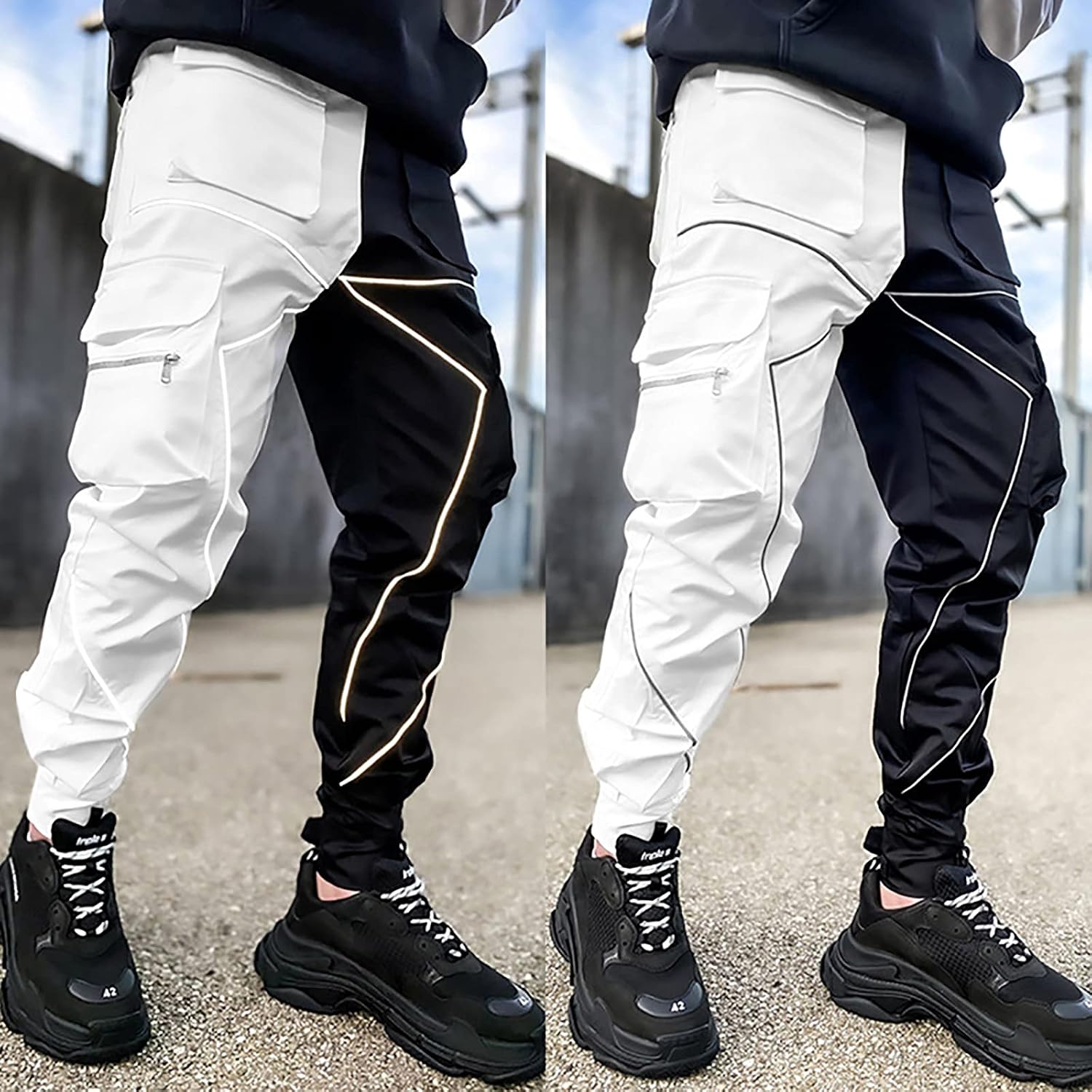 DIOTSR Mens Cargo Pants Techwear Hip Hop Harem Pant Jogger Sweatpants with Pockets Streetwear Punk Jogging