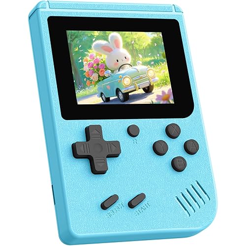 Retro Gaming Console, Built-in 400 Classic Retro Game Console, 3.0 Inch IPS Screen Retro Handheld Game Console, 1020mAh Rechargeable Battery, Portable Arcade Video Gaming Console (Blue)