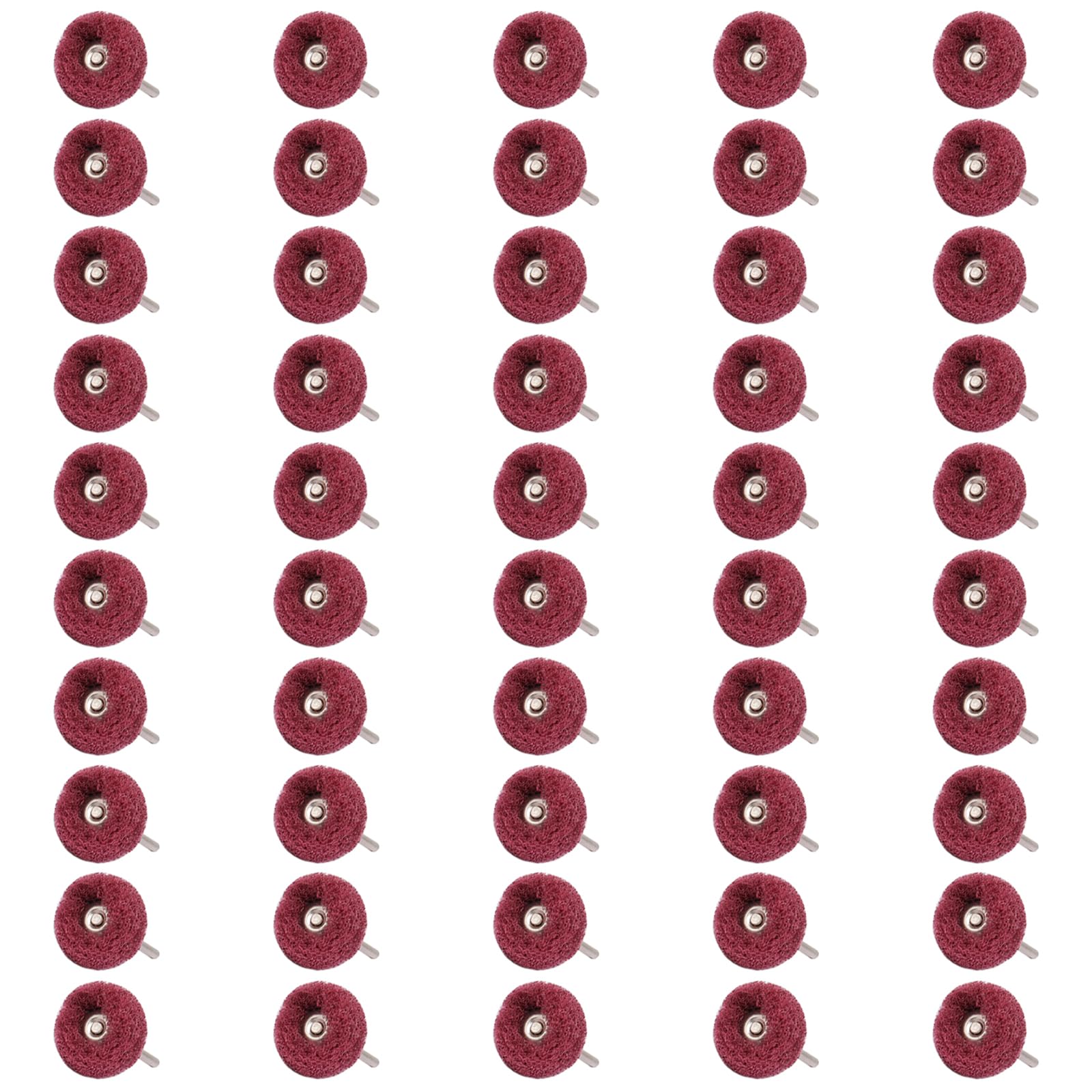 50 PCS Abrasive Buffing Wheels,1 Inch Buffing Polishing Wheel Set for Rotary Tool Accessorie 1/8'' (3mm) Shank, Red 240 Grits for Metal,Wood, Rust