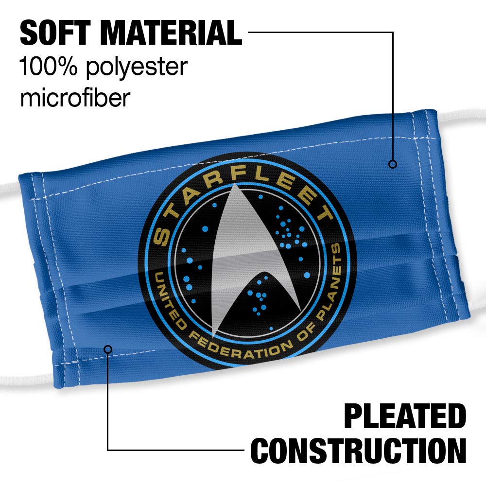 Star Trek Beyond Starfleet Patch 1-Ply Reusable Face Mask Covering with Adjustable Nose Wire, Unisex