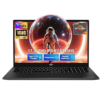 NIMO 17.3" IPS FHD-Gaming-Laptop, AMD Ryzen 7 8745HS 32GB DDR5 RAM 1TB SSD (8C/16T, up to 4.9GHz) Radeon 780M Graphics Business Computer with 100W Type-C Backlit Keyboard, Fingerprint USB-C 4.0