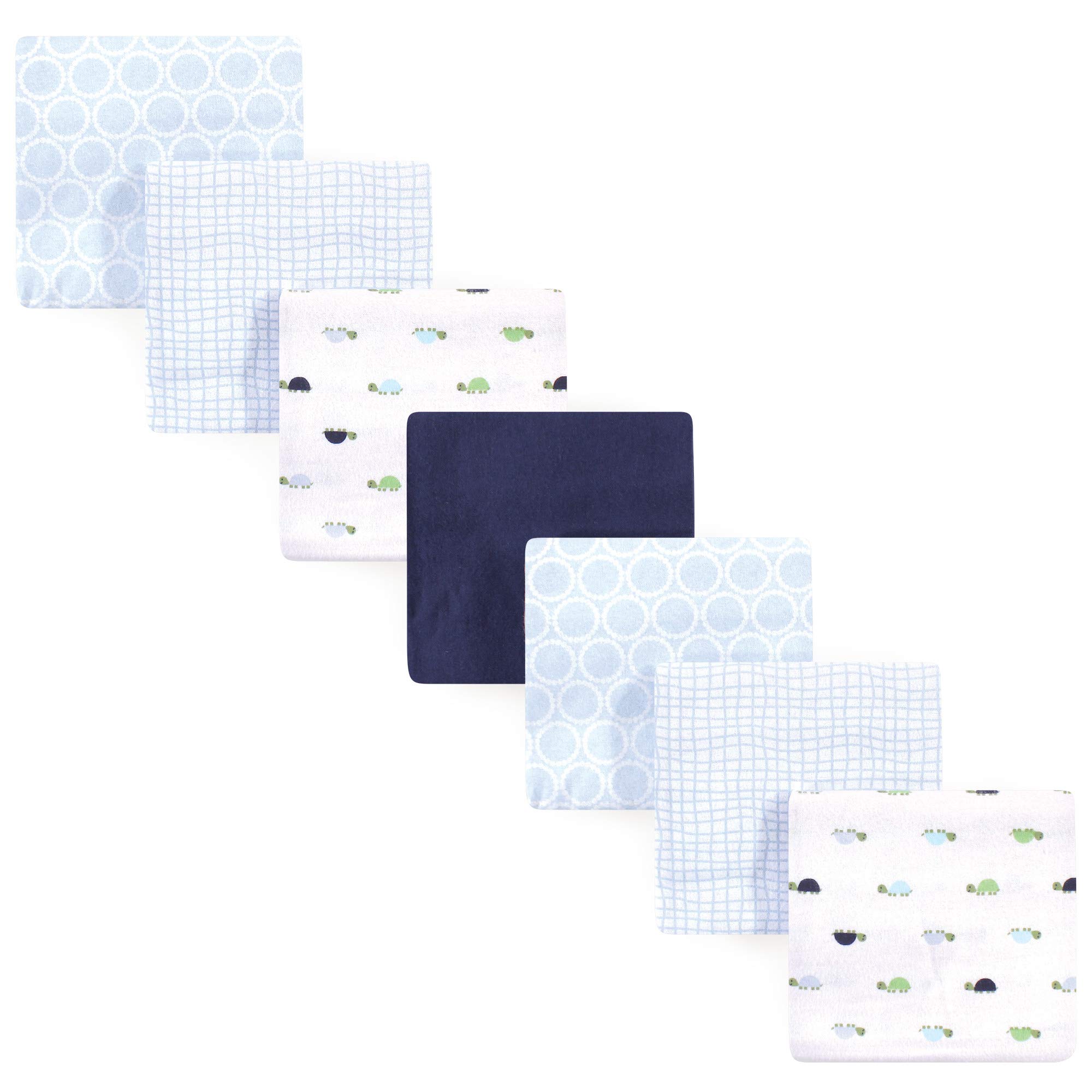 Luvable Friends Unisex Baby Cotton Flannel Receiving Blankets, Turtle 7-Pack, One Size