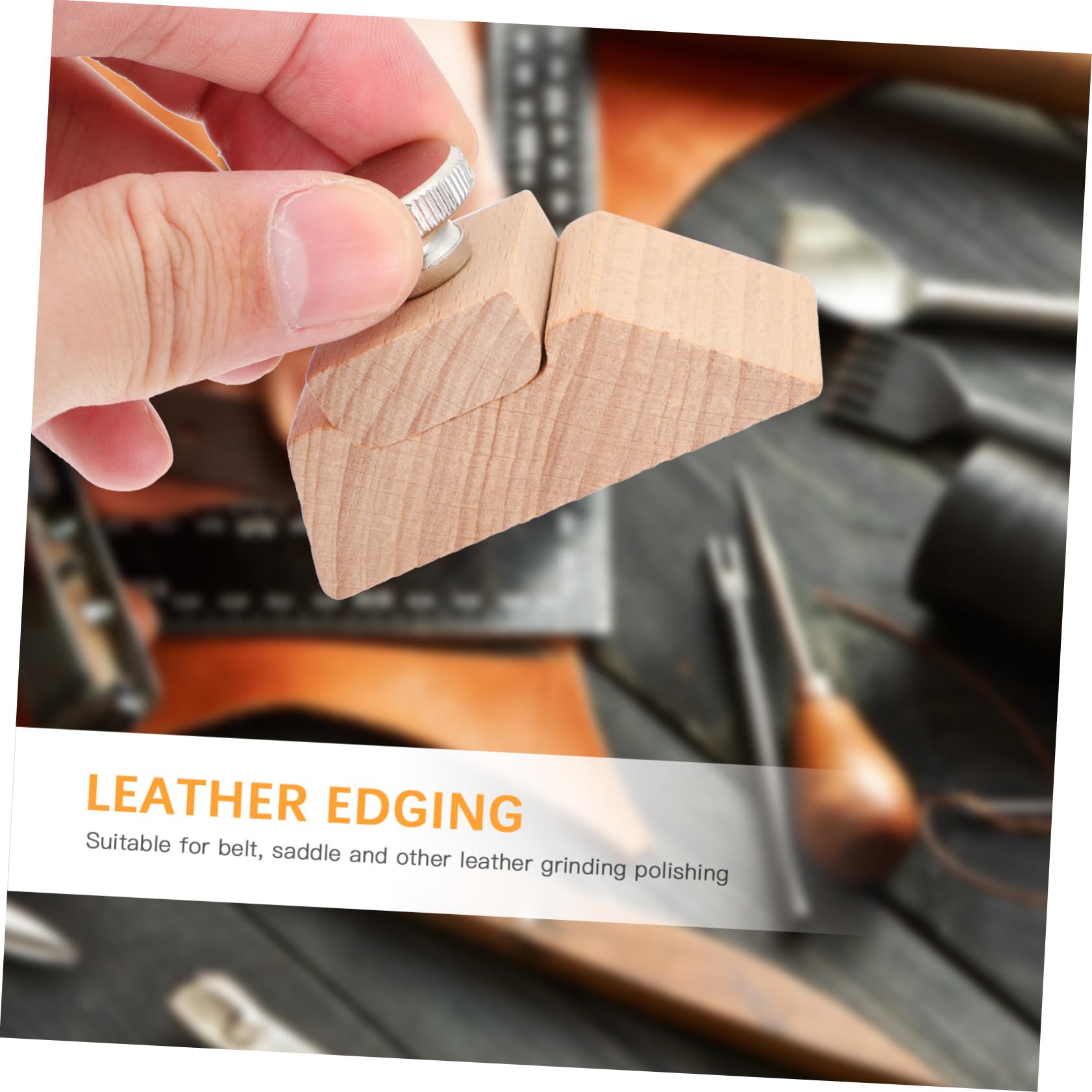 ULDIGI Sanding Block in Legno Beige per Pelle, Set 3 Pezzi | Professionale per Selleria e Lavorazioni Manuali, Forme Quadrata, Smussata e Cuneo, Resistente All'usura