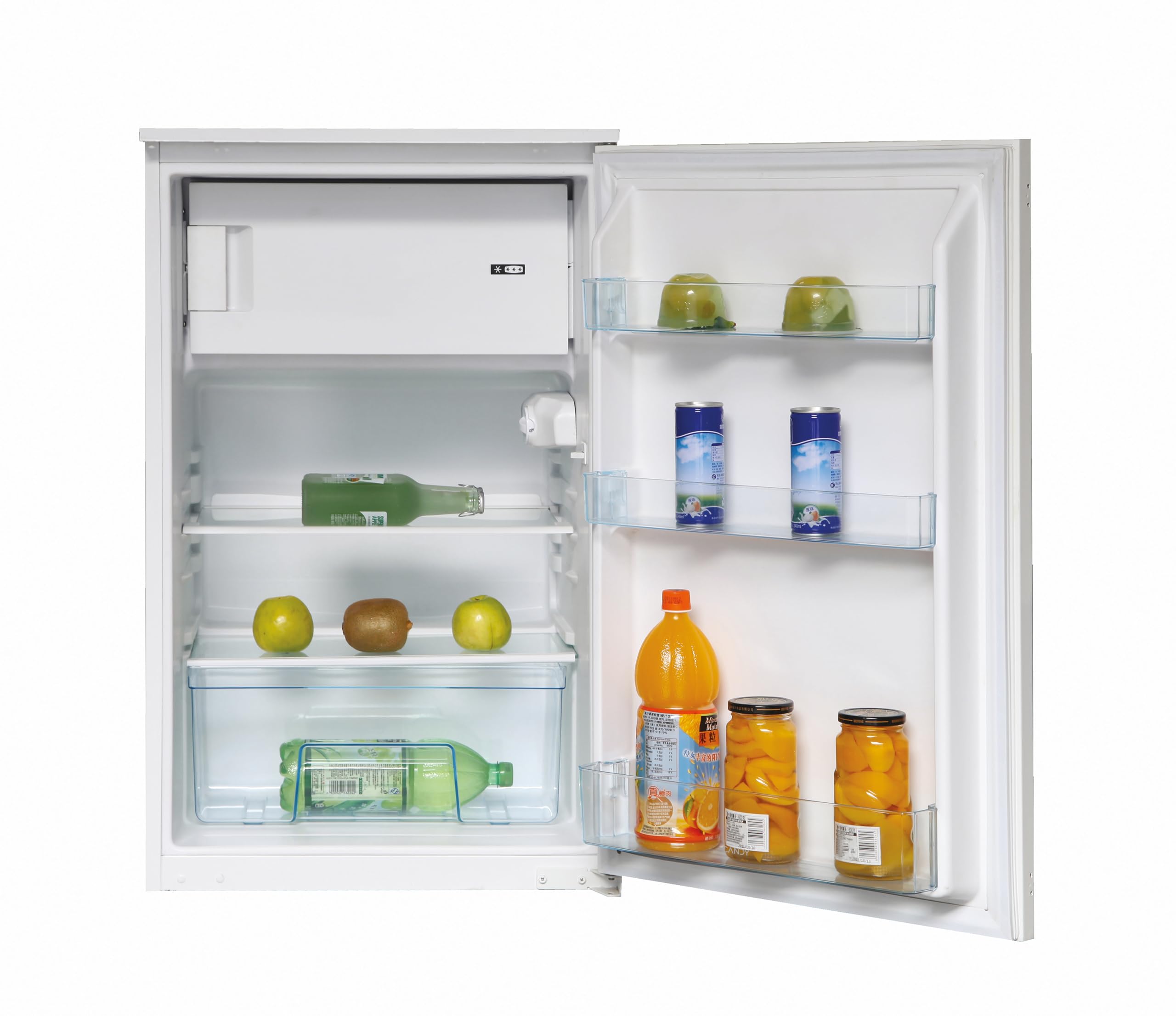 Candy Einbau-Kühlschrank CM4S59EW | Schlepptürtechnik, Eintürig, Nische 88 cm, 163 Liter, Kühlteil 100 Liter, Gefrierteil 15 Liter, 1 Gemüseschublade