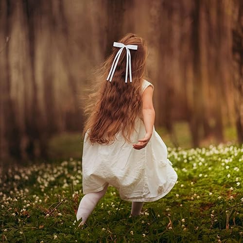 Miniatura 3 de Ambesi Pinzas para el pelo con lazo para el pelo, color rojo, negro, blanco, verde, pinzas para el cabello con borlas, lazo para mujeres y niñas,