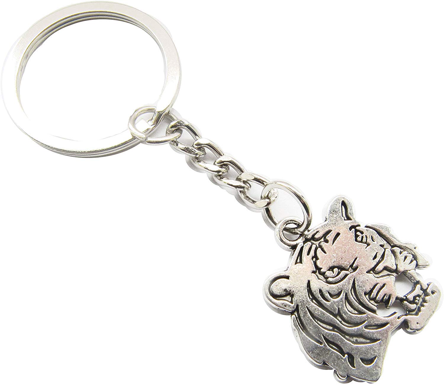 Ancient Silver Tiger Keychain,tiger Pendant, Animal Jewelry, Tiger Charm Keyring (2)