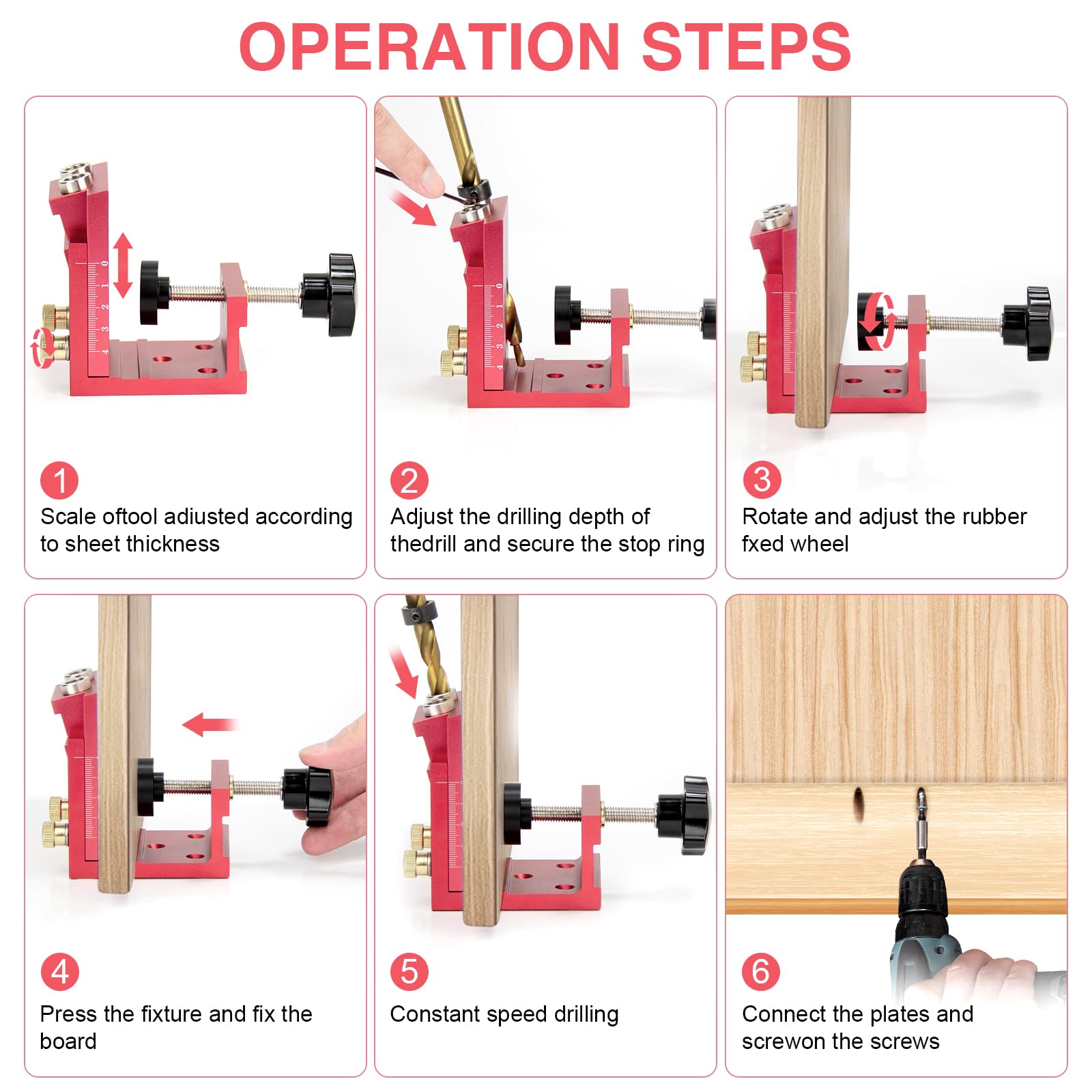 Pocket Hole Screw Jig Kit, Metal Pocket Screw Jig 15 Degree Drilling Locator - Image 3