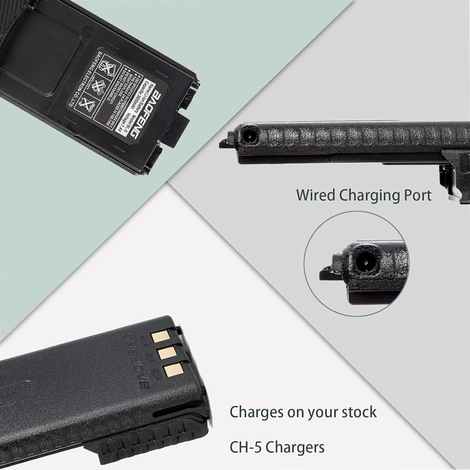 JIZHENG BL-5 Extended Replacement Battery 3800 mAh with USB Charging Cable/Cord Compatible with Baofeng UV-5R, BF-F8HP, UV-5X3 Radio Baofeng Poufeng Accessories Set/BL-5 Battery & USB Charger 1+1Pack : Electronics