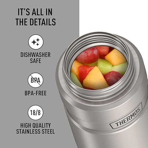 Miniatura 131 de THERMOS Stainless King Tarro de alimentos aislado al vacío con cuchara, 16 onzas, verde militar