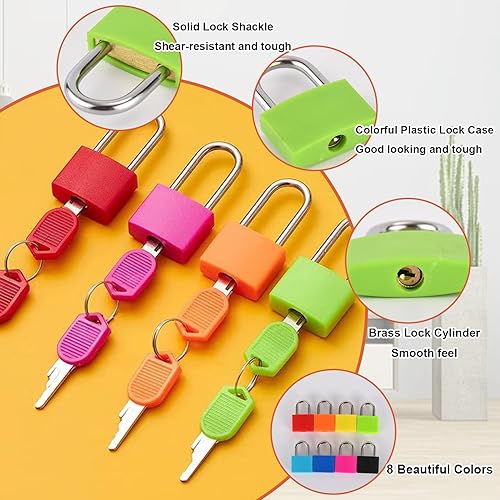 Miniatura 3 de 16 cerraduras de maleta con llaves, candados pequeños de metal con llave, candados de metal con cerradura multicolor, mini candado con llave para