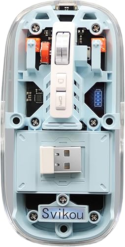 Miniatura 12 de BT 5.1 y 2.4G Mini mouse transparente LED delgado tipo C recargable silencioso mouse con pantalla de potencia, desmontaje de superficie magnética,