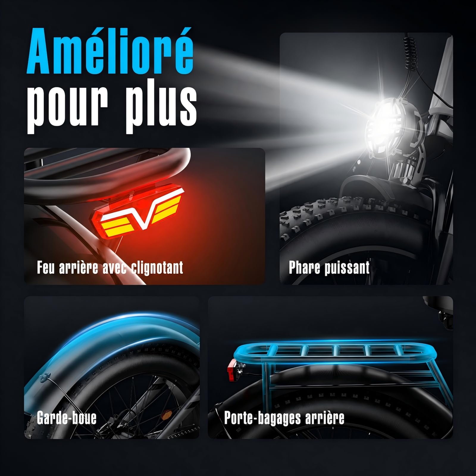 Fat Bike Électrique Adulte 26×4,0", VTT Électrique, Double Moteur, Batterie 52V 20Ah, Autonomie 120 km, Freins Hydrauliques