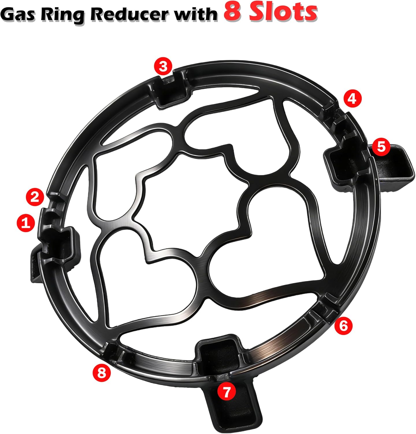 Gas Ring Reducer, Non Slip Iron Gas Stove Cooker Ring Reducer Fit for Gas Stovetop Espresso Maker, Coffee Moka Pot and Small Cookware (Non-Slip Heart Design)