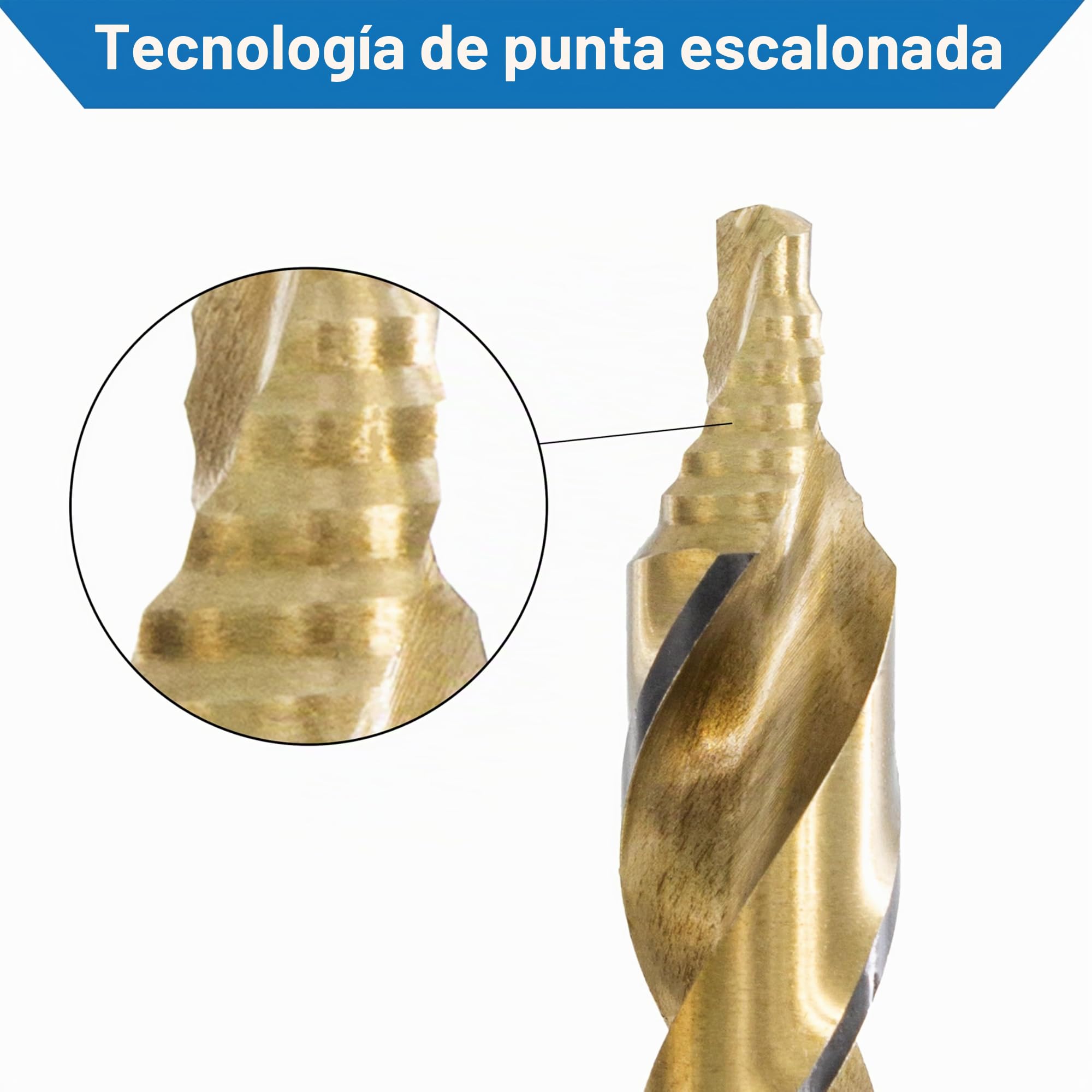 TJR® 4-10mm Brocas helicoidales HSSE Cobalt 5% M35 con punta escalonada, juego de 5 piezas – Duraderas y resistentes al calor, perfectas para metal, madera y plástico