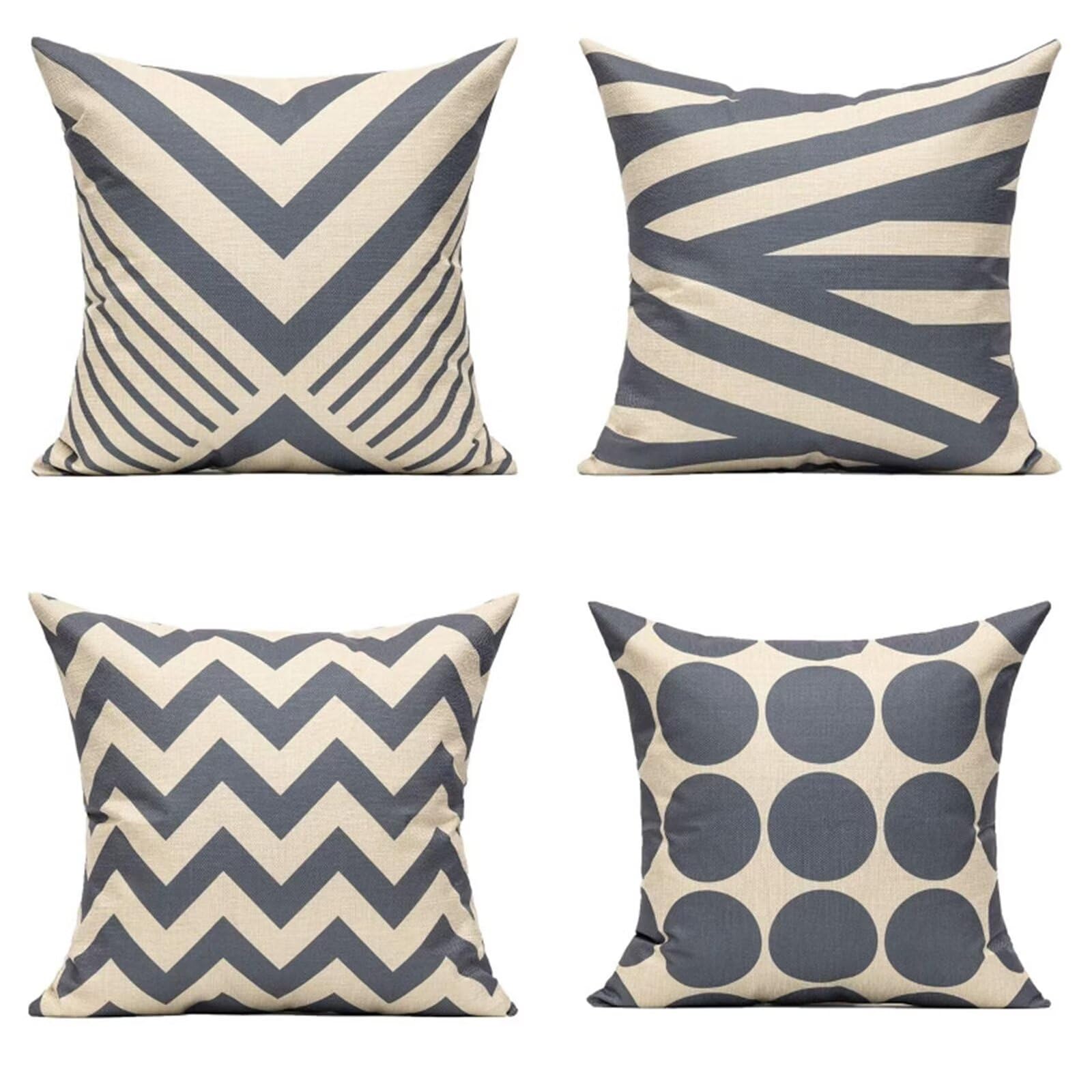 Funda Cojin 60x60cm Juego de 4 Gris Decoracion Hogar Moderno Fundas de Cojines Lino Patrón Geometría Fundas de Almohada Decorativos para Sofa para Sala Jardín Cama Sillas Hogar y Regalo Mujer-MT191