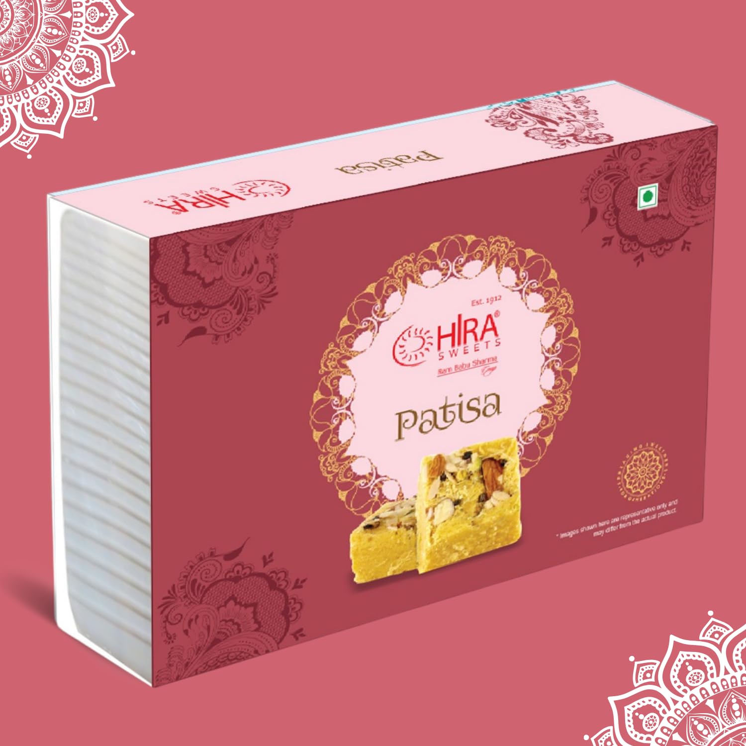 HIRA SWEETS Patisa 500g | Soan Papdi | Indian Mithai | Instant Ready To Eat - Delicious Crispy & Flaky | Patisa Sweet Desi Ghee |Traditional Indian Desert | Preservatives Free | Sweet Gift Box 2
