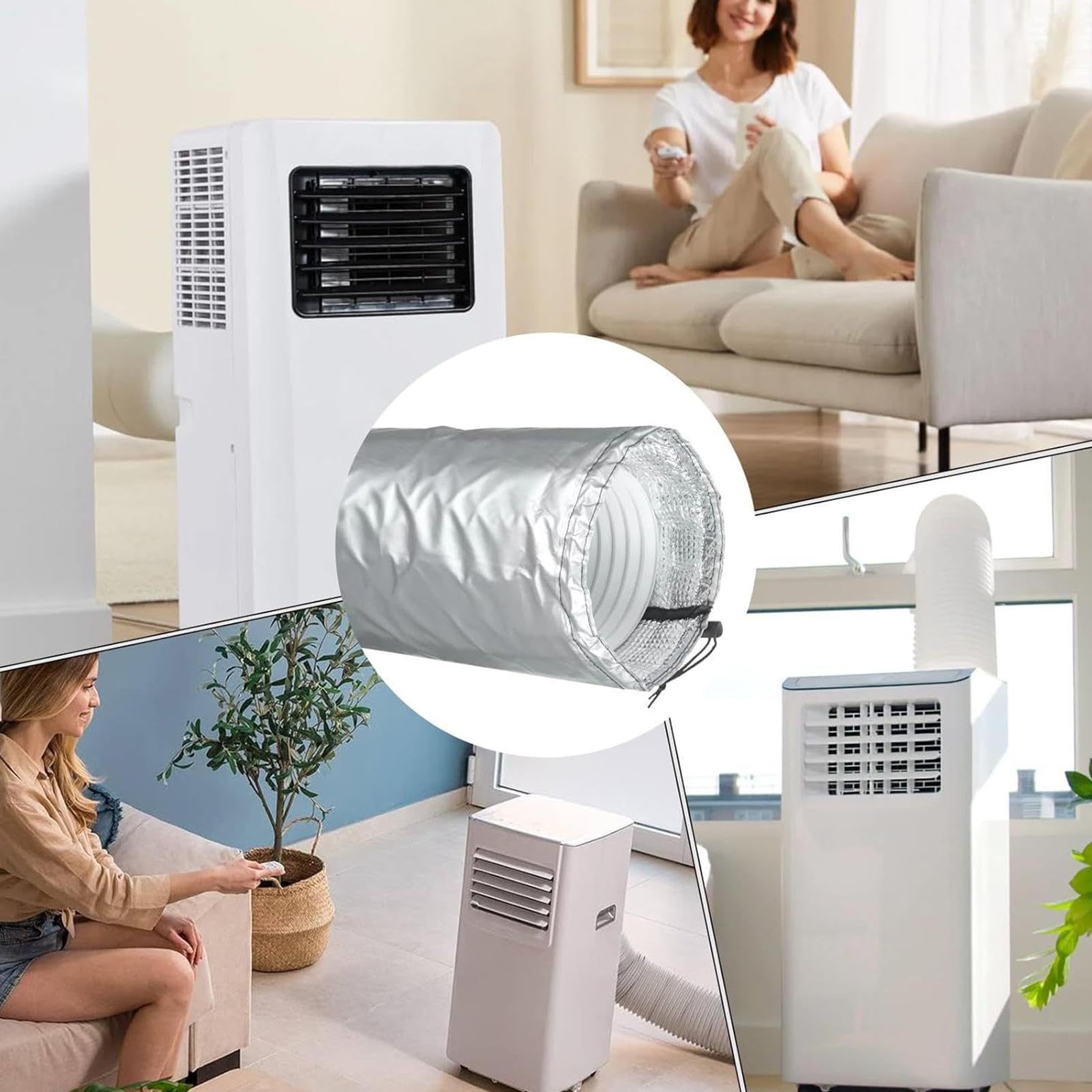 Copri Tubo Condizionatore Portatile, 2 pezzi Isolante Tubi Condizionatore Esterno, Copertura Isolata per Tubi di Scarico AC per Tubis di Scarico da 5 e 5,9 Pollici