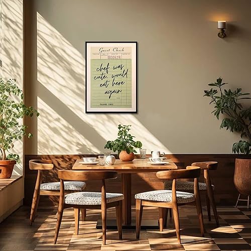Miniatura 5 de "Chef Was Cute Would Eat Here Again" - Divertido lienzo para pared, póster retro de estilo americano de escritura a mano, negro y verde, impresiones