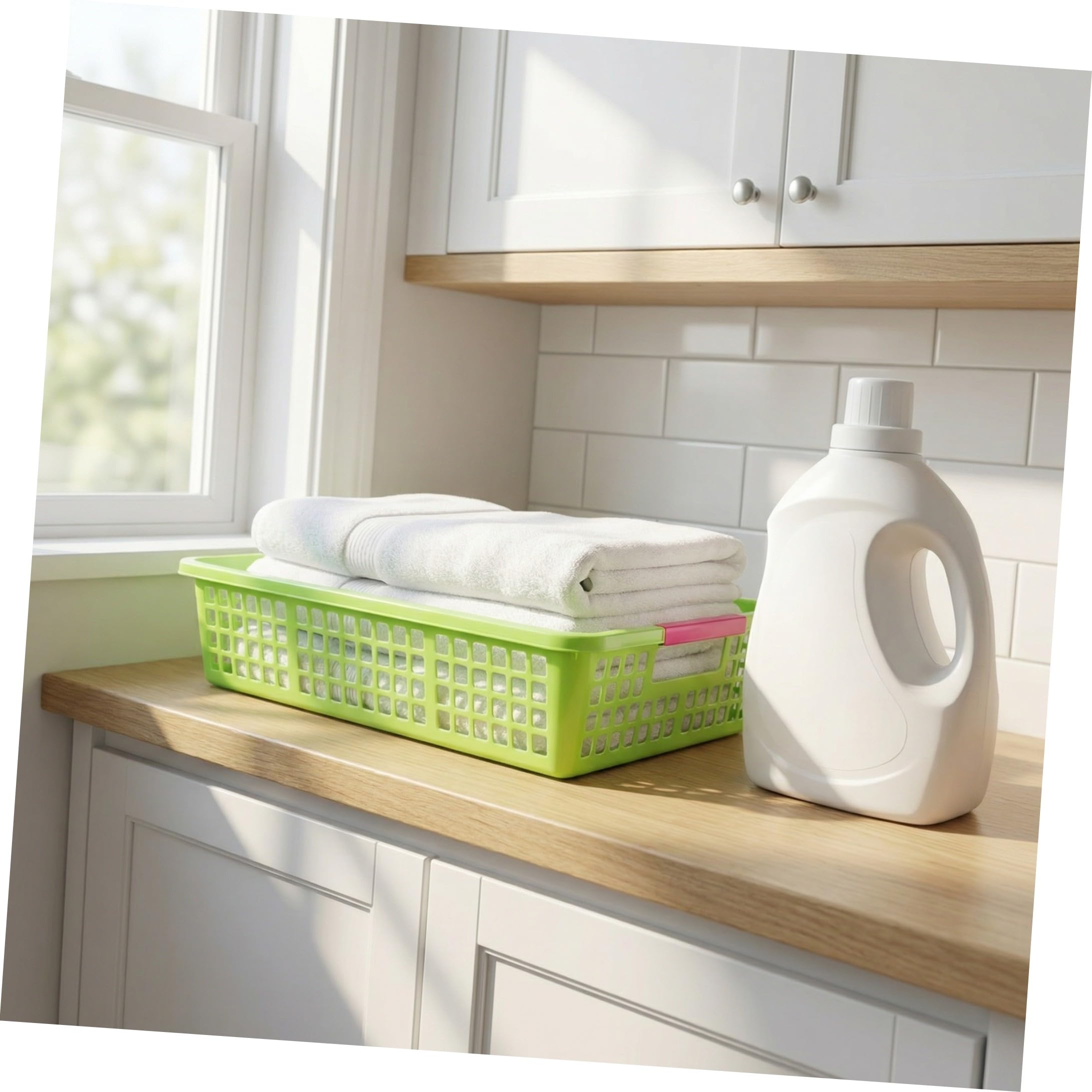 5 Piezas Cesta de Almacenamiento Rectangular Apilable de Pp Verde