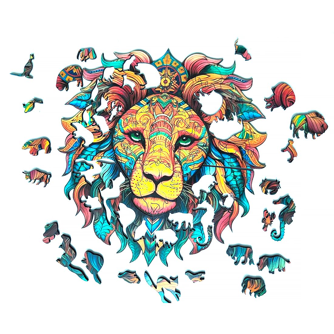 MetClap Lion and Animal Jigsaw Wooden Puzzles for Adults and Kids Educational Toys, Assorted Learning Games 50 Different Type of 30 Animal 9 Inches X 9 Inches 1
