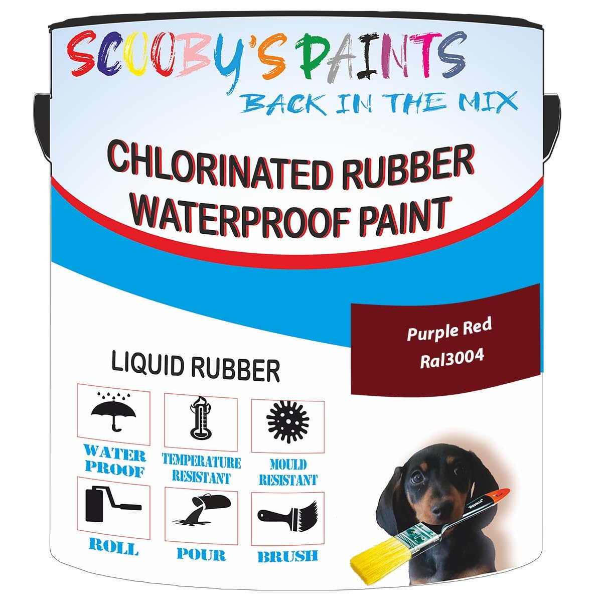 Scooby's Paints Chlorinated Rubber Waterproof Paint, Liquid Rubber (Purple Red Ral3004, 1 Liter) โ image 1
