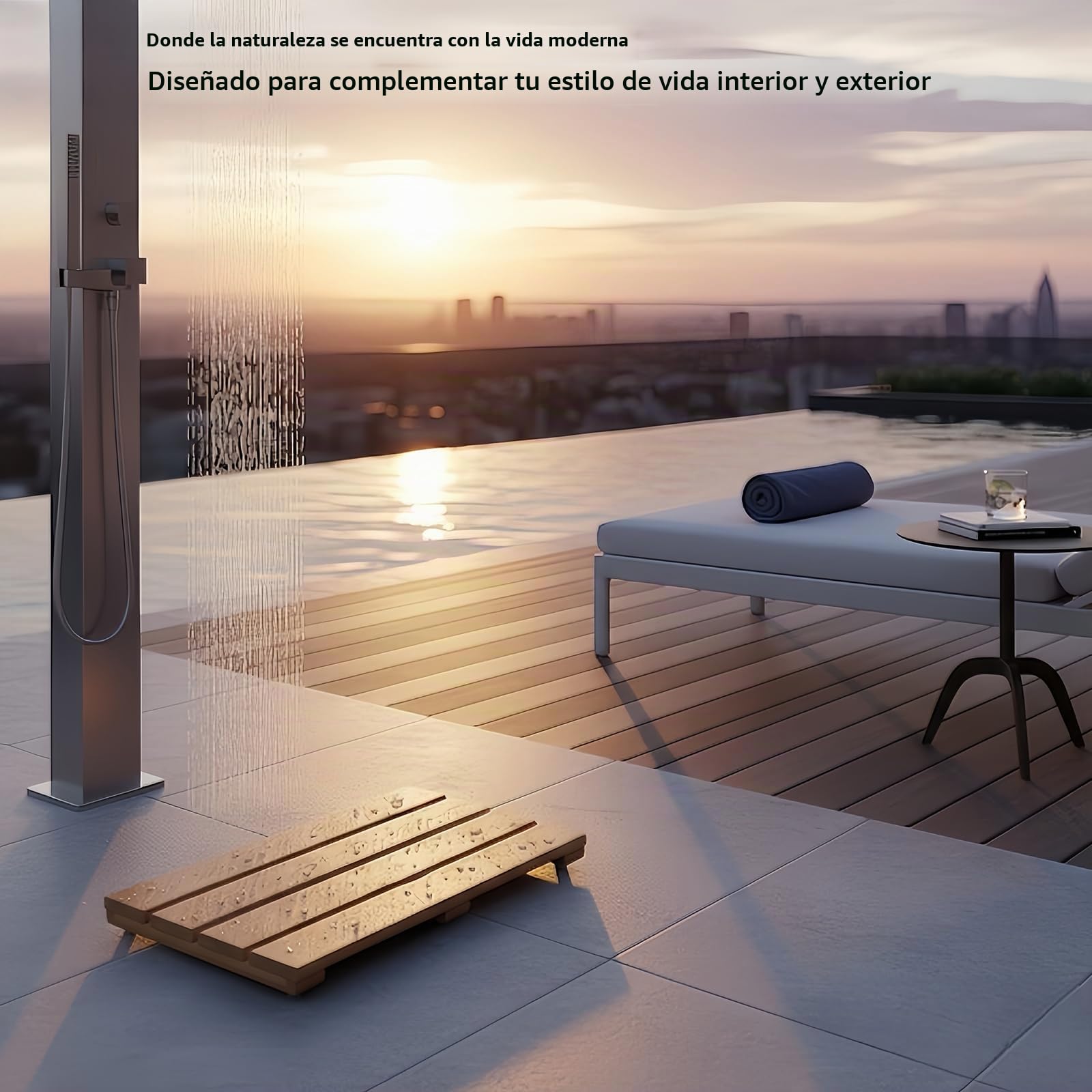 Tapete de baño de bambú para Ducha, tapete pequeño Antideslizante de Madera de bambú para Interior o Exterior (15.8 x 10.2 Pulgadas)
