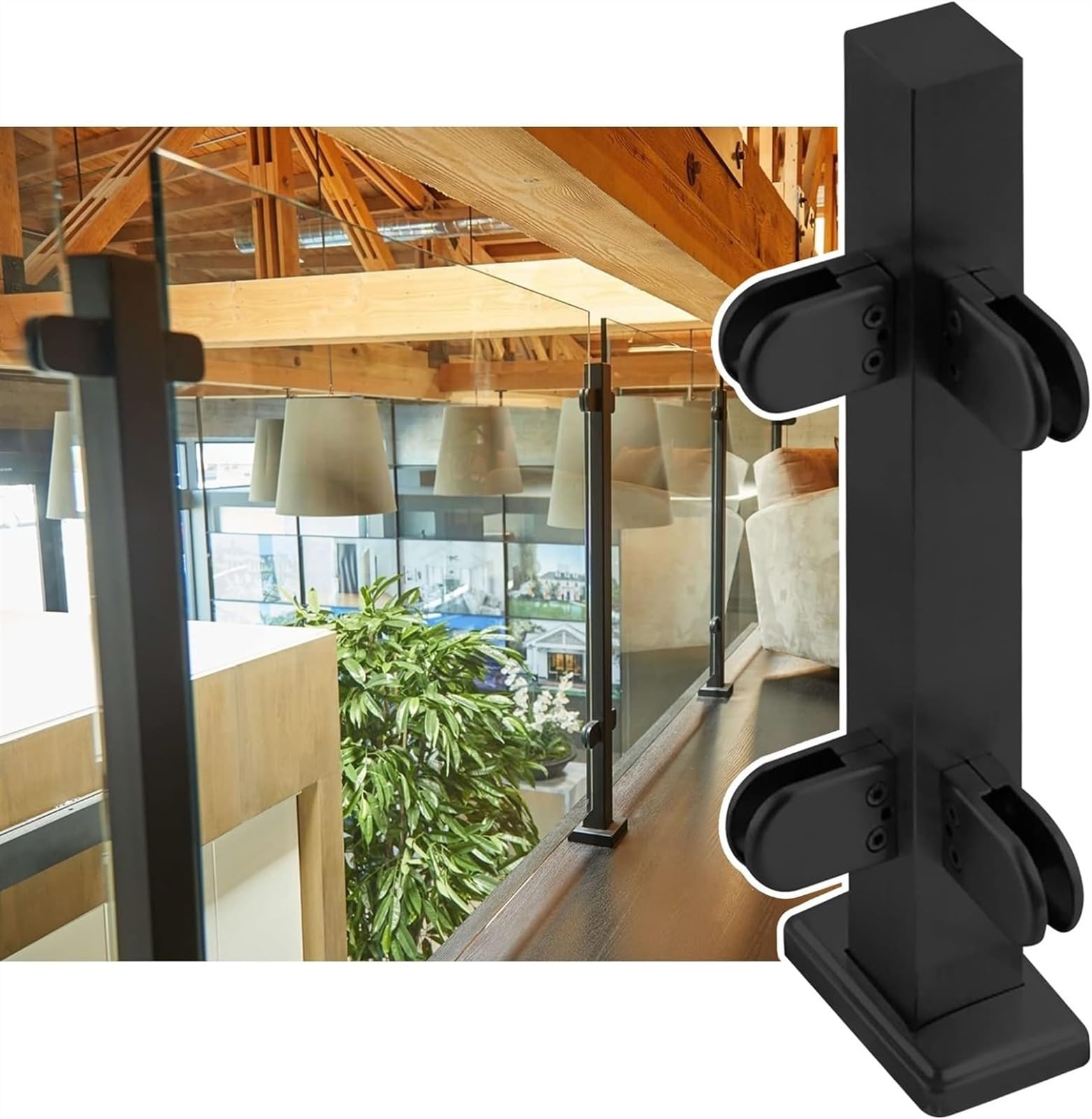 Poteaux de balustrade en verre gris 105cm pour garde-corps de terrasse et escalier