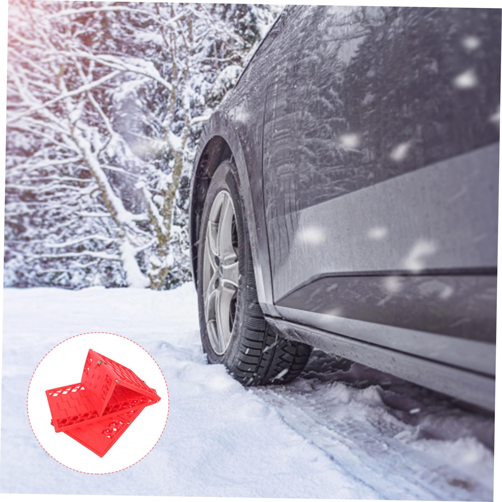 Tappetino Supporto e Antiscivolo Pneumatici Rosso Plastica in Trazione su Neve e Fango, per Condizioni di Pioggia e Maltempo