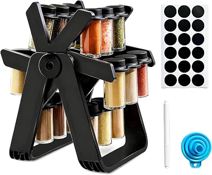 Rotating Spice Rack Organizer with 18 Spice Jars 360  Wheel Detachable