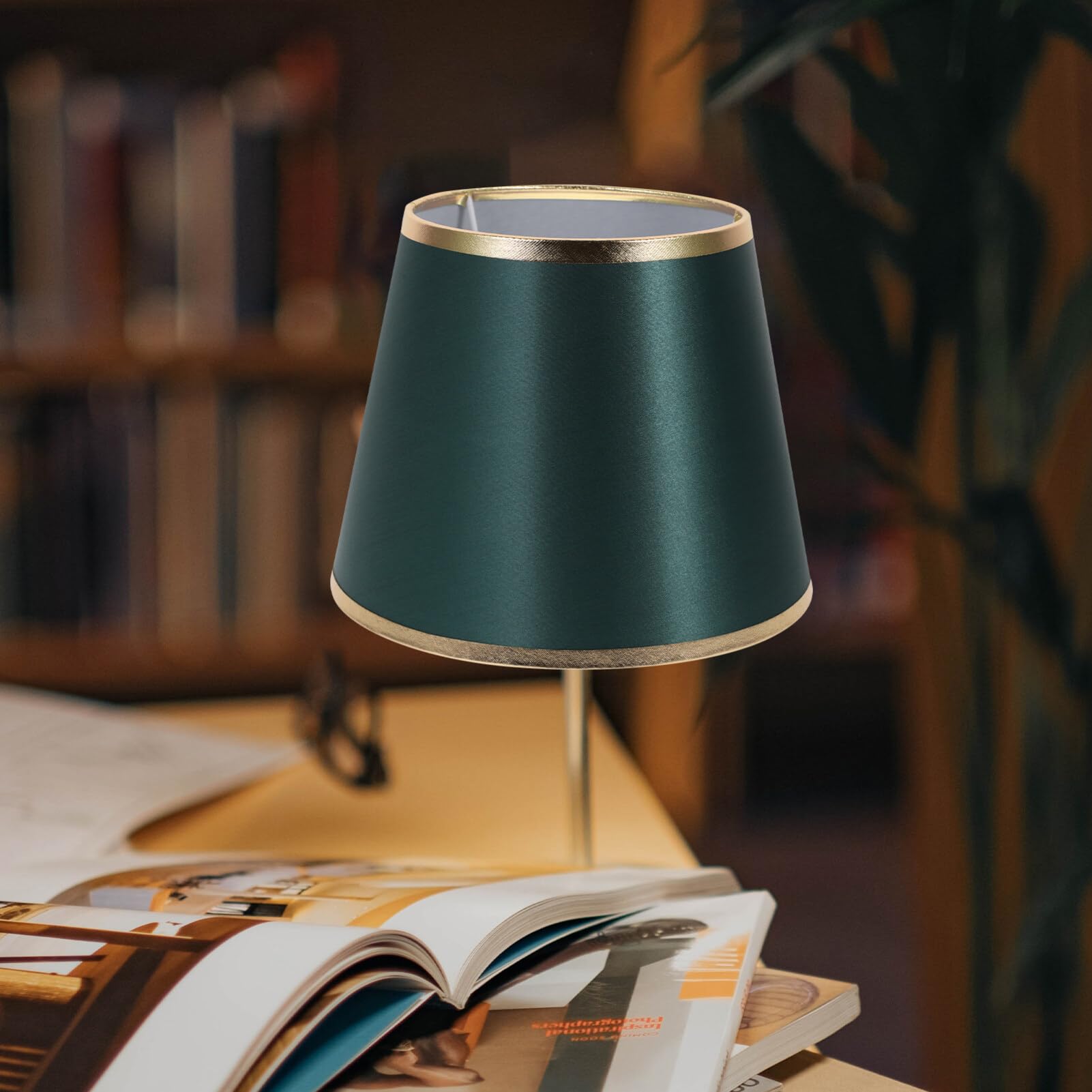 Pantalla de tela - Lámpara de araña de mesa, cubierta de tela para lámpara de mesa, luz de pie para bombilla E27, verde oscuro 5