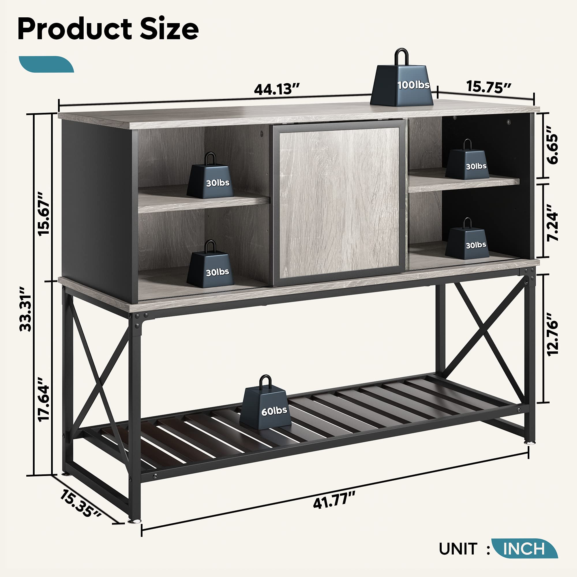 Industrial Bar Buffet Sideboard Farmhouse Wood Coffee Bar