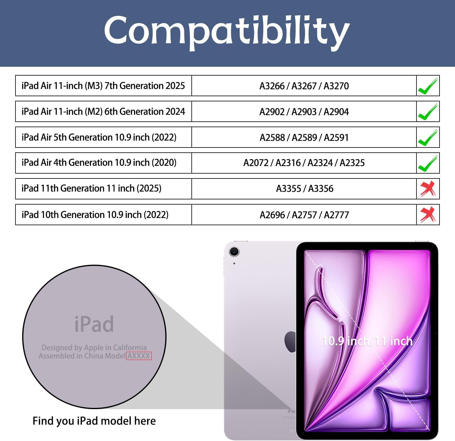 Case for iPad Air 11 Inch（M4/M3/M2), iPad Air 5th/4th Gen 10.9 Inch image 2