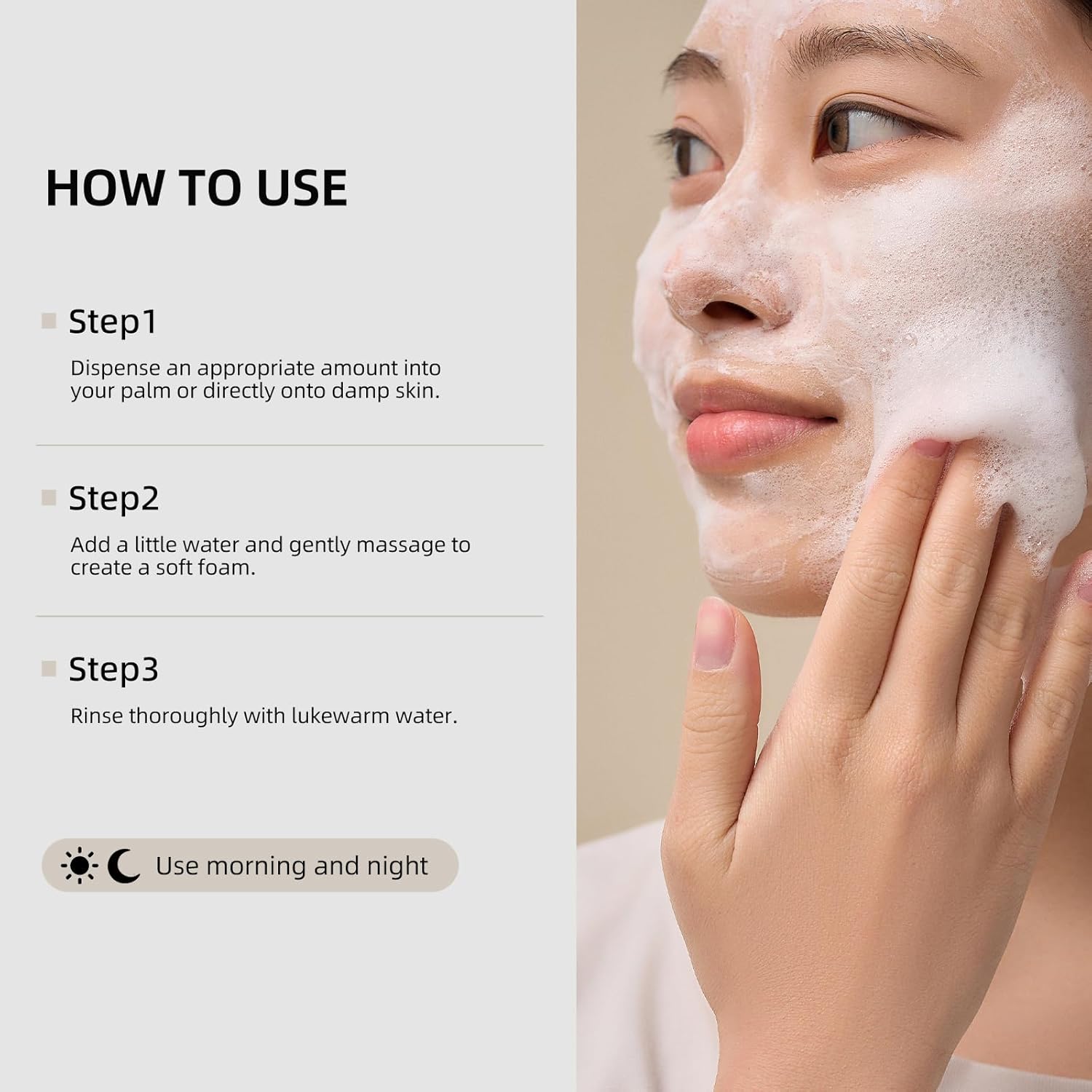 DEEOM Real Yam Brightening Cleanser, Gentle Foaming Face Wash for Sensitive Skin with Rice Water, Hydrating & Deep Pore Cleansing, Korean Skincare, 6.76 oz - Image 6