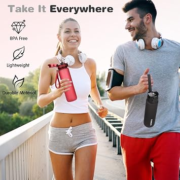 Water Bottle 1l, Drinking Bottle BPA Free, Sports Bottle Leakproof Dishwasher Safe Water Bottle for Teenager, Adult, Sports, Hiking, Gym, Outdoor, School & Office
