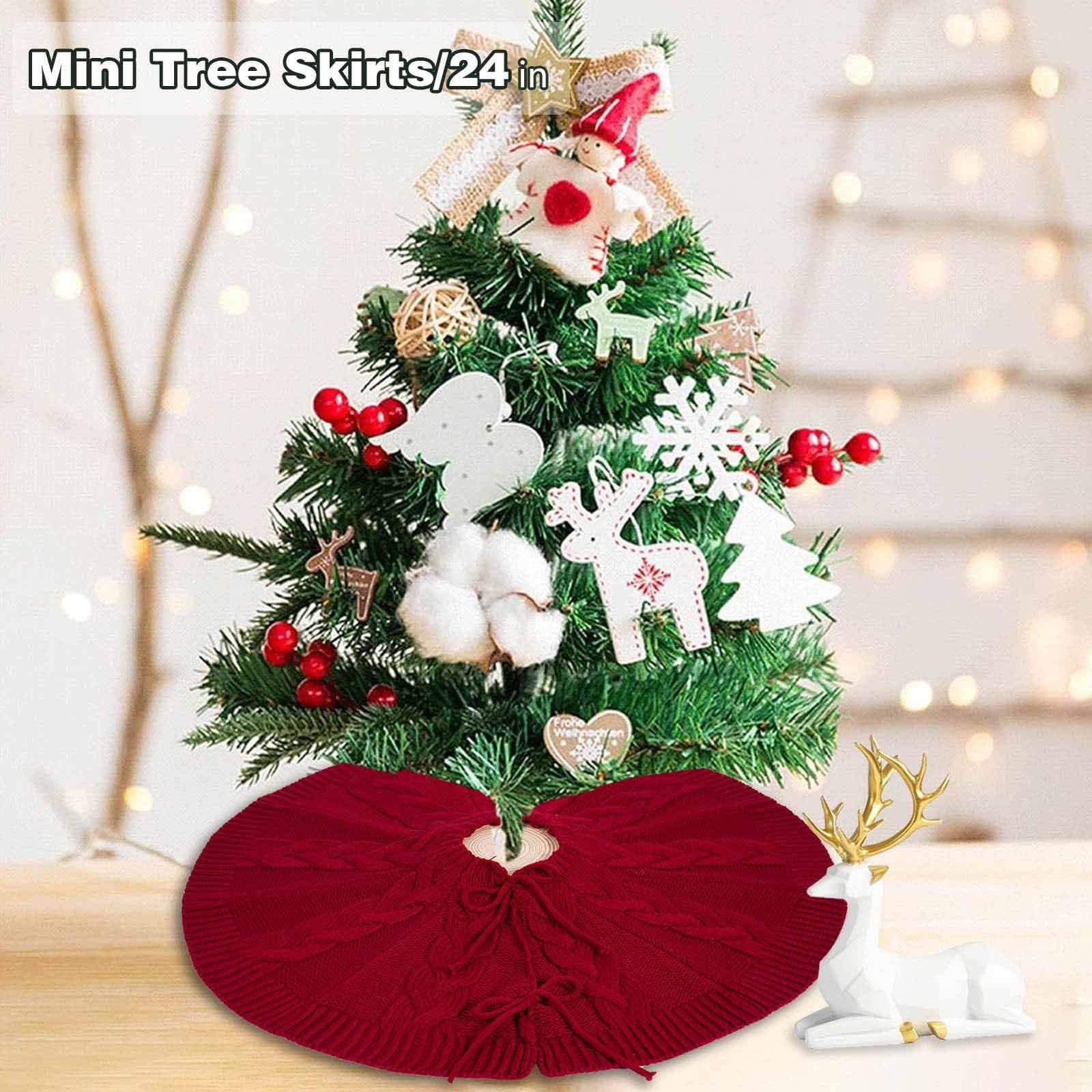 Tappetino decorativo rotondo per albero di Natale, elegante, lavorato a maglia, copertura base per albero di Natale, elegante decorazione per la casa