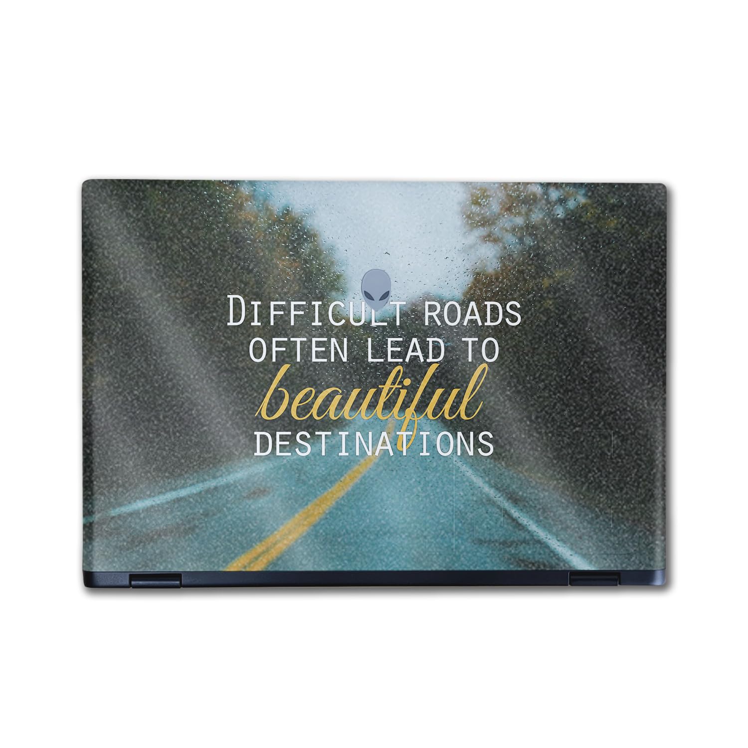 Glossy Glitter Laptop Skin Compatible with Alienware M16 R2 (2024) - Difficult Roads - Premium 3M Vinyl Protective Wrap Decal Cover - Easy to Apply | Crafted in The USA by MightySkins