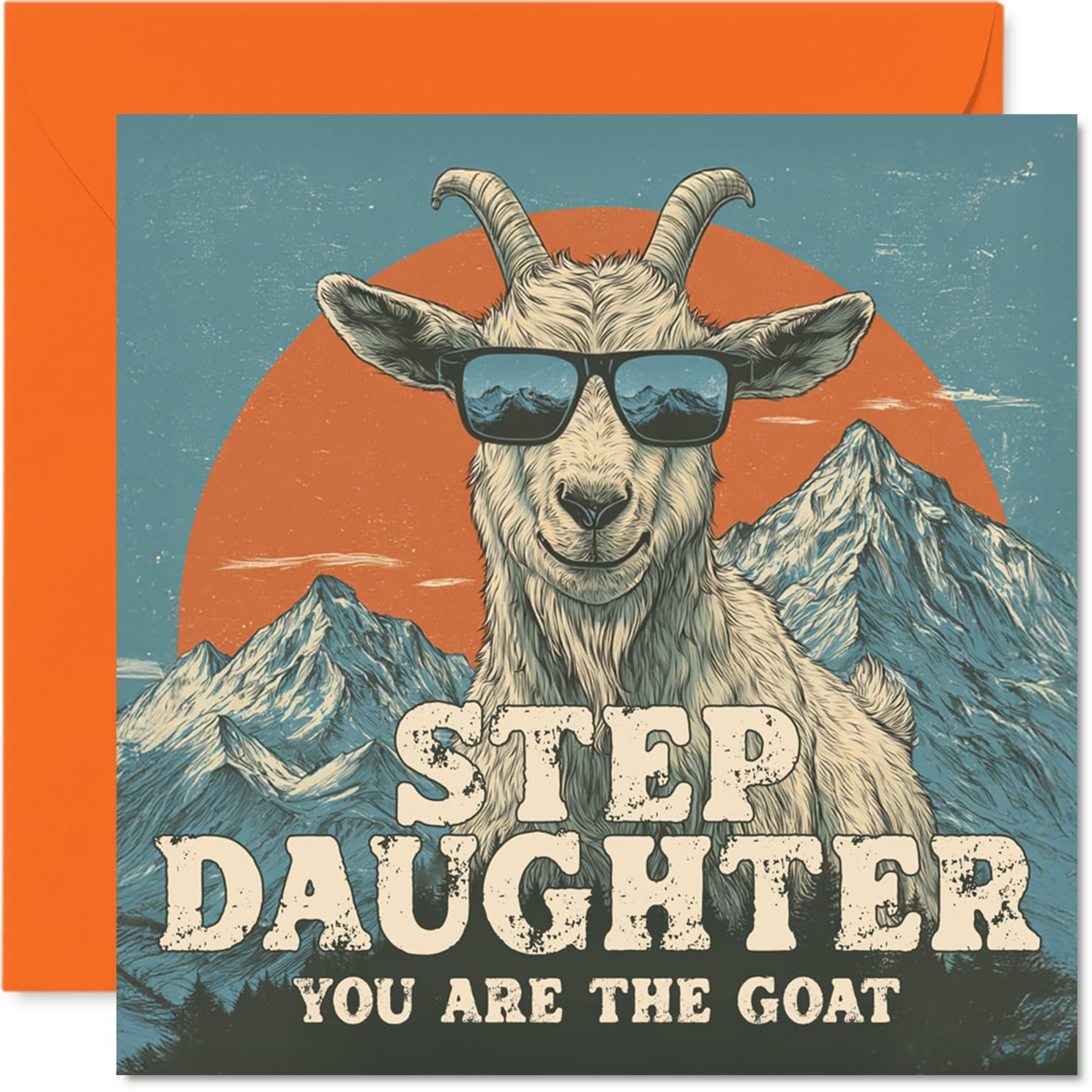 Step Daughter Birthday Card - You Are The Goat - Happy Birthday Card for Step Daughter from Dad Mum, 145mm Funny Animal Bday Greeting Cards