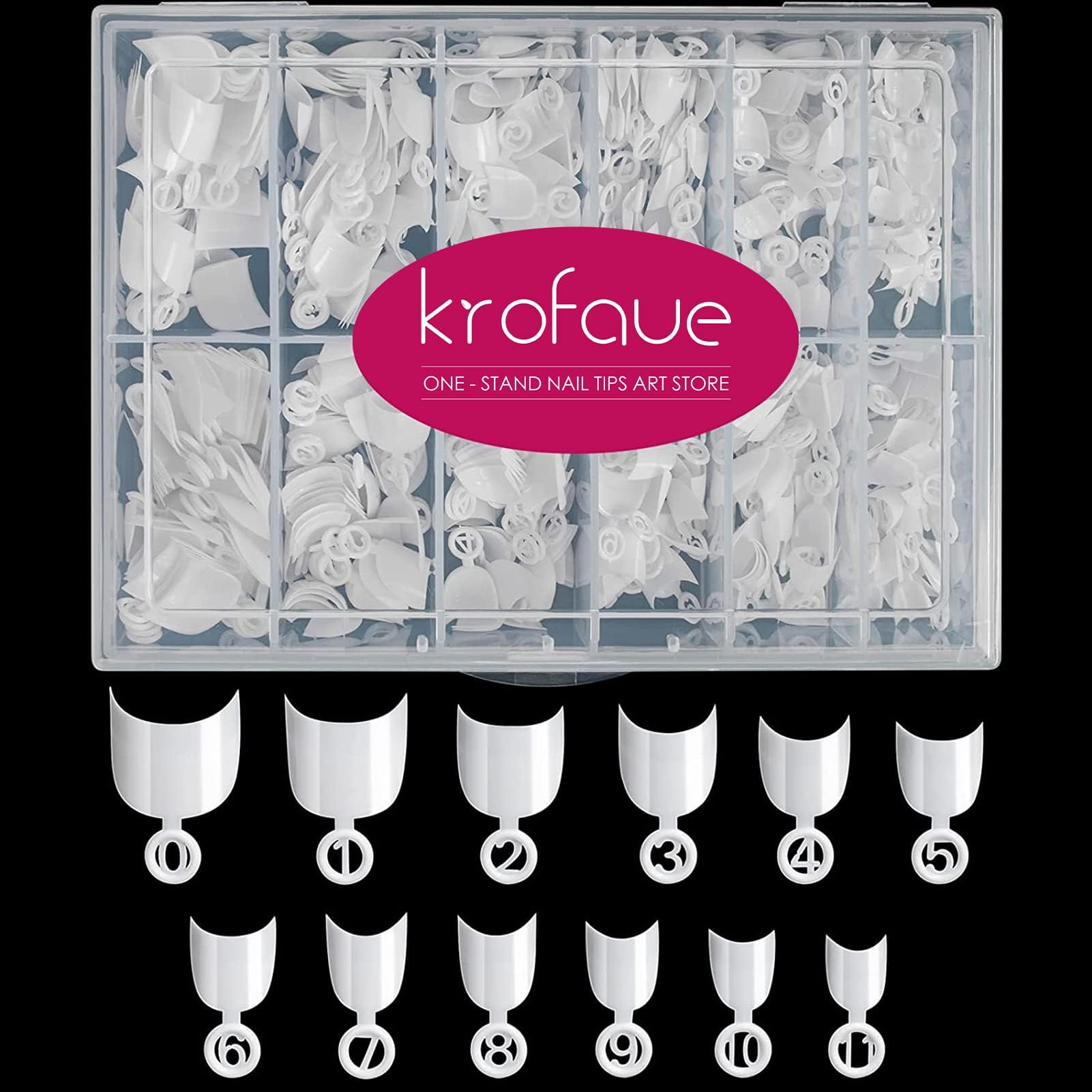 Short Nail Tips krofaue 600PCS Acrylic Nails 12 Sizes Half Cover Nail Tips for Dip Powder Oval Nail Tips Short Round Nail Tips Extra Short Nail tips for Nail Salons and Home DIY