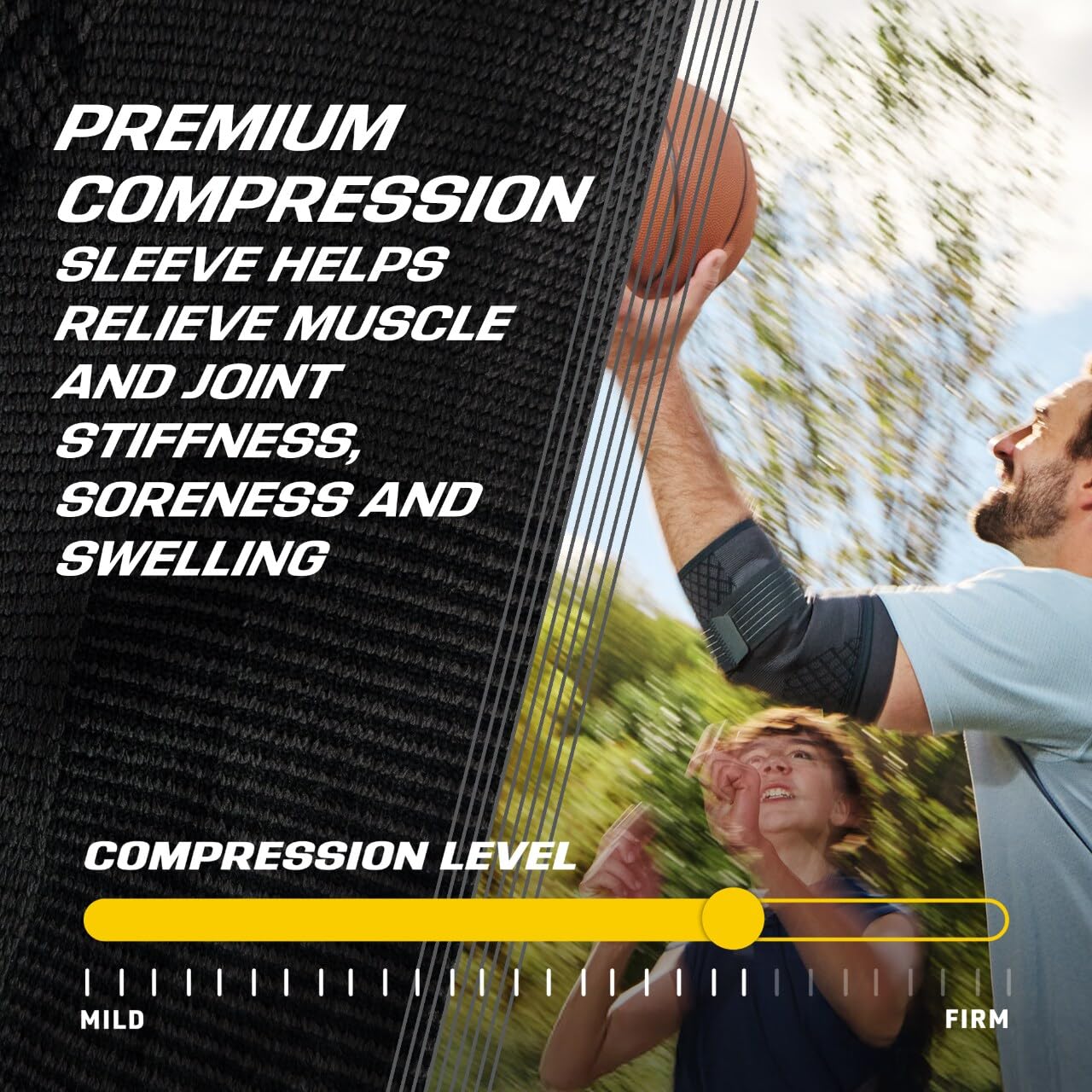 FUTURO™ Premium Compression Elbow Sleeve, with Wrap-Around Strap and Two Gel Pressure Pads, for Mild Tendonitis, Golfer’s Elbow, Tennis Elbow, Swelling, Sprains, and Strains, Large/XLarge