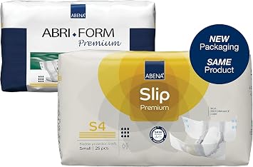 ABENA Slip Premium All-In-One Inconti Pads For Men & Women - Eco-Labelled, 2200ml Absorbency, Small, 60-85cm Waist, 25PK
