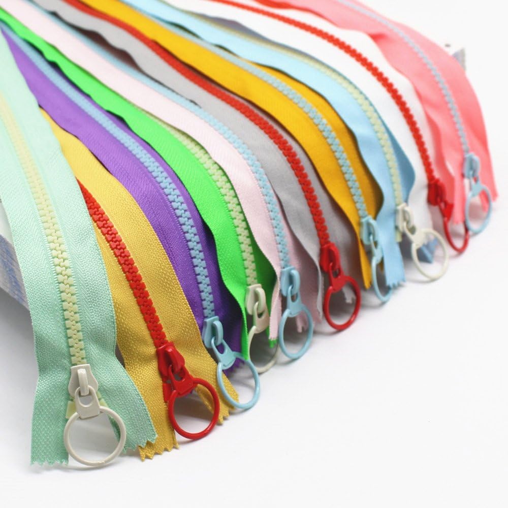 YaHoGa 10PCS 12 Inch (30CM) #5 Plastic Zippers with Lifting Ring Pull Close End Vislon Zippers for DIY Sewing Craft Bags Garment 12" Resin Zippers (30cm)