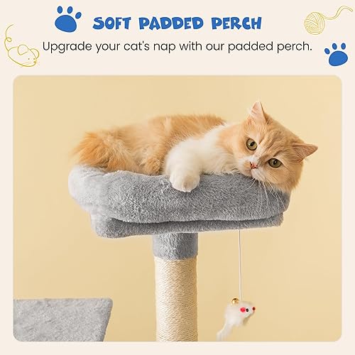 Miniatura 5 de MWPO Árbol para gatos de varios niveles de 63.8 pulgadas para gatos grandes con postes rascadores cubiertos de sisal, plataforma acolchada, hamaca y