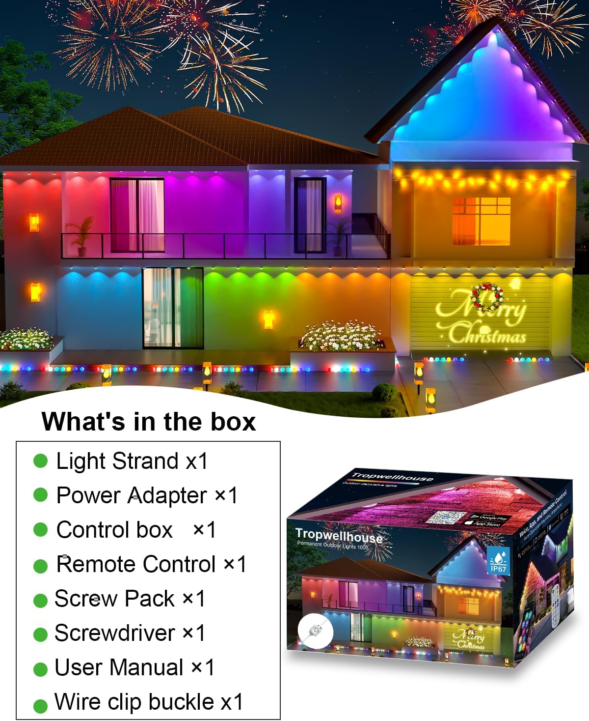 Permanent Outdoor Light Pro, 200ft with 144 RGB+IC LED Lights, 90 Scene Modes, AI Light Design, IP67 Waterproof for Halloween Christmas Decor and Daily Lighting, Work with Alexa, Google - Image 9