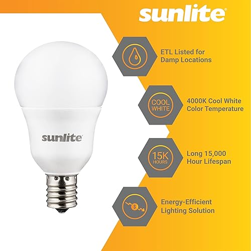 Miniatura 3 de Sunlite 80337 Bombilla LED A15, 6 vatios (equivalente a 40 W), base intermedia (E17), 480 lúmenes, regulable, acabado esmerilado, certificación ETL,