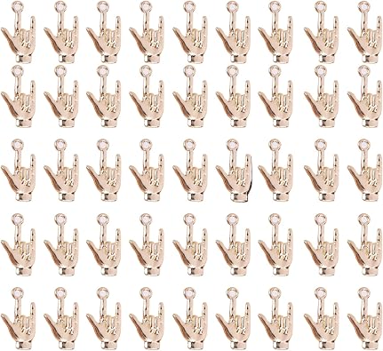 GUZUHUKU I Love You Hand Sign Charm 50 Pcs,Hand Gesture Pendants Antique Silver Alloy Charms for Bracelet Necklace DIY Crafts Jewelry Making Gold