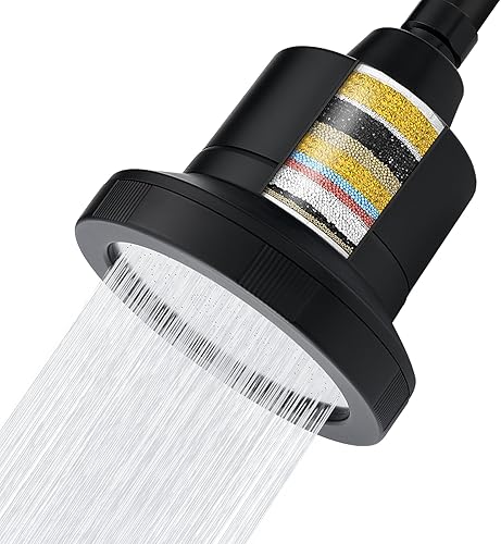 Vista 9 de Voolan Cabezal de ducha filtrado, filtro de ducha de lluvia de lujo de 20 etapas para agua dura para eliminar el cloro y sustancias nocivas, cabezal