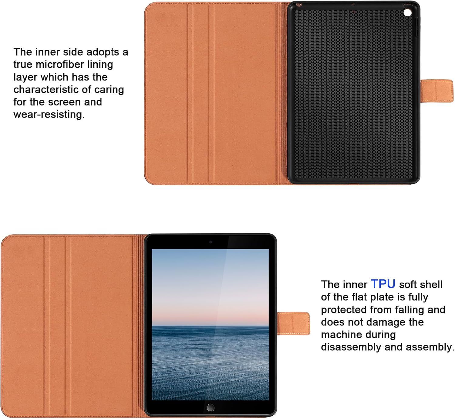 Genuine Leather Case for iPad 9th/8th/7th Generation 10.2 Inch (2021/2020/2019) Premium Folio Cover with Auto Wake/Sleep & Adjustable Stand Wear-Resistant Protective Case - Vintage Red Brown