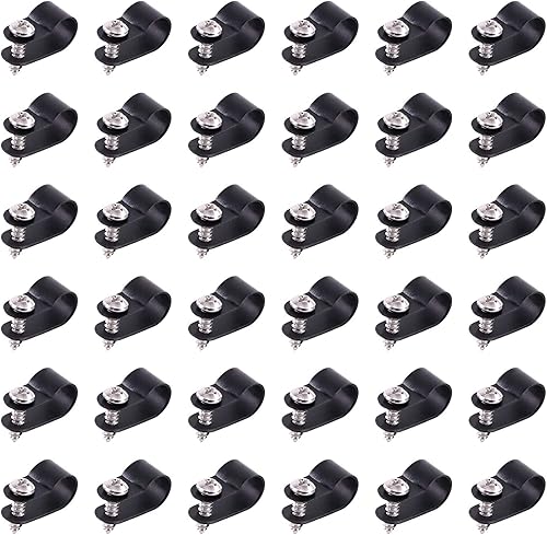 Miniatura 11 de Swpeet Paquete de 60 clips de cable tipo R de nailon negro de 5/16 pulgadas, clips de sujeción de cable de montaje de tornillo de nailon con 60